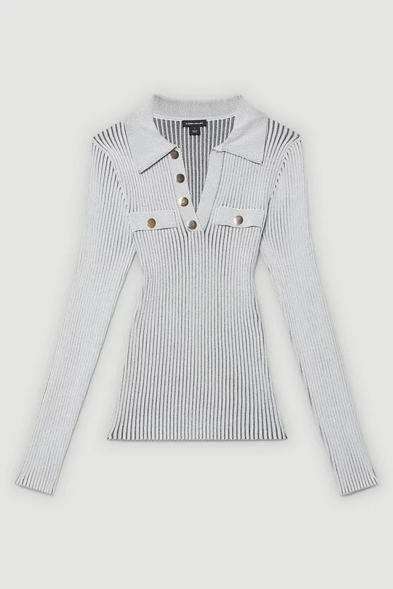 Wholesale π Karen Millen Buttoned Collar Pocket Front Jumper - grey π 6 Wholesale π Karen Millen Buttoned Collar Pocket Front Jumper - grey π - Image 4