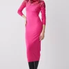 Hot Sale 💯 Karen Millen Sequin Knit Pencil 👗 Dress - fuchsia 🧨 -Karen Millen Outlet store bkk05898 fuchsia xl