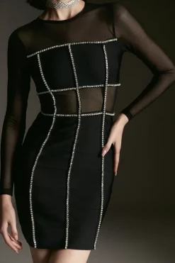 Hot Sale 🥰 Karen Millen Bandage Cut Out Mesh Knitted Mini 👗 Dress 😍