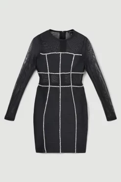 Hot Sale 🥰 Karen Millen Bandage Cut Out Mesh Knitted Mini 👗 Dress 😍 -Karen Millen Outlet store bkk05901 black xl 3