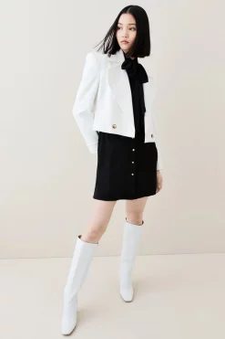 Budget ⭐ Karen Millen Button Through Pussy Bow Georgette Jersey 👗 Dress 😉 -Karen Millen Outlet store bkk05904 black xl 2