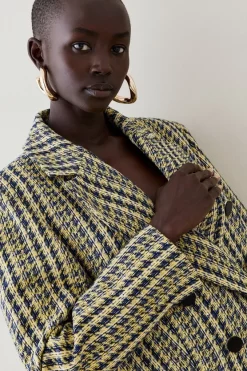 Wholesale ✔️ Karen Millen Italian Texture & Sequin Tweed Tailored Double Breasted Jacket - yellow 💯 -Karen Millen Outlet store bkk05912 yellow xl 2