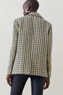 Wholesale ✔️ Karen Millen Italian Texture & Sequin Tweed Tailored Double Breasted Jacket - yellow 💯 -Karen Millen Outlet store bkk05912 yellow xl 3