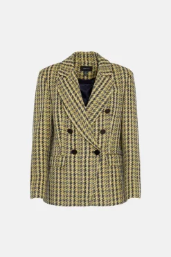 Wholesale ✔️ Karen Millen Italian Texture & Sequin Tweed Tailored Double Breasted Jacket - yellow 💯 -Karen Millen Outlet store bkk05912 yellow xl 4