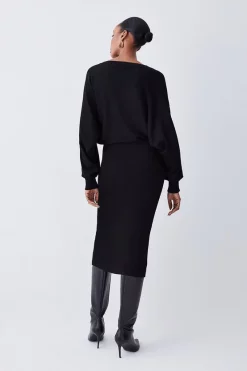 Top 10 🥰 Karen Millen Viscose Blend Knit Midi 👗 Dress - black 🥰 -Karen Millen Outlet store bkk05948 black xl 2