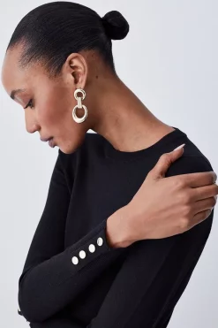 Best Sale 👍 Karen Millen Viscose Blend Knitted Crew Neck Jumper ✨ -Karen Millen Outlet store bkk05971 black xl 1