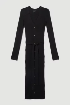 Cheapest 🥰 Karen Millen Knitted Ribbed Midi 👗 Dress ✔️ 13 Cheapest 🥰 Karen Millen Knitted Ribbed Midi 👗 Dress ✔️ -Karen Millen Outlet store bkk05973 black xl 3
