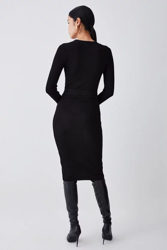 Cheapest 🥰 Karen Millen Knitted Ribbed Midi 👗 Dress ✔️ 8 Cheapest 🥰 Karen Millen Knitted Ribbed Midi 👗 Dress ✔️ - Image 6