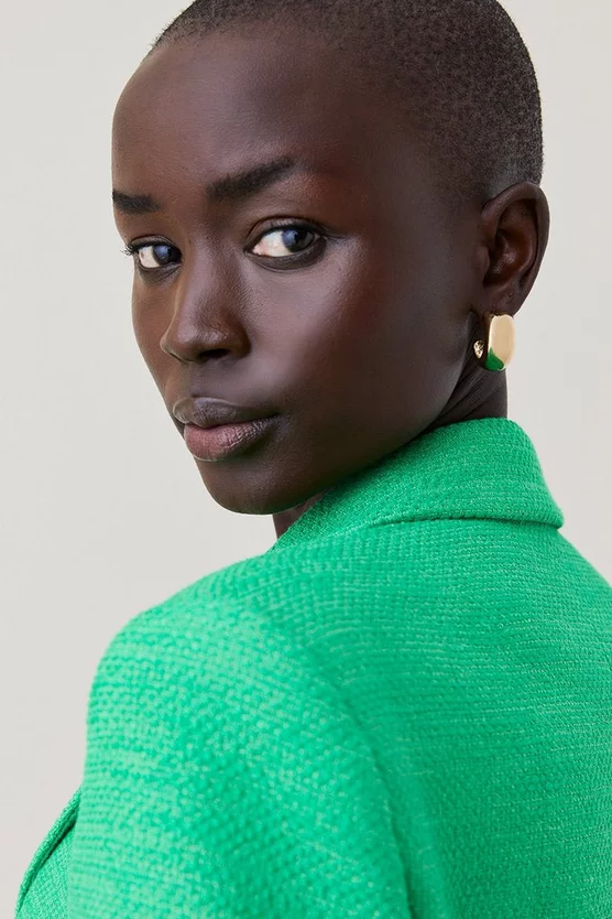 Cheap ✔️ Karen Millen Boucle Double Breasted Feather Cuff Blazer Mini 👗 Dress 🎉 4 Cheap ✔️ Karen Millen Boucle Double Breasted Feather Cuff Blazer Mini 👗 Dress 🎉 - Image 2