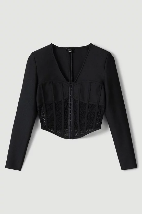Discount ๐ Karen Millen Knitted Bandage Corset Style Top - black ๐งจ 6 Discount ๐ Karen Millen Knitted Bandage Corset Style Top - black ๐งจ - Image 4