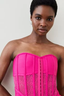 Flash Sale 🤩 Karen Millen Knitted Bandage Corset Mini 👗 Dress 💯 -Karen Millen Outlet store bkk06099 fuchsia xl 2