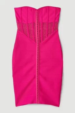 Flash Sale 🤩 Karen Millen Knitted Bandage Corset Mini 👗 Dress 💯 -Karen Millen Outlet store bkk06099 fuchsia xl 3
