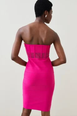 Flash Sale 🤩 Karen Millen Knitted Bandage Corset Mini 👗 Dress 💯 -Karen Millen Outlet store bkk06099 fuchsia xl 4