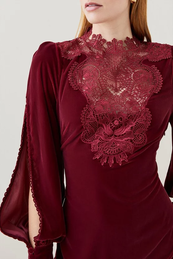 Flash Sale 🤩 Karen Millen Lydia Millen Guipure Lace Velvet Mini - cabernet 😉 5 Flash Sale 🤩 Karen Millen Lydia Millen Guipure Lace Velvet Mini - cabernet 😉 - Image 3