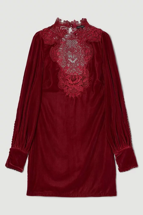 Flash Sale 🤩 Karen Millen Lydia Millen Guipure Lace Velvet Mini - cabernet 😉 6 Flash Sale 🤩 Karen Millen Lydia Millen Guipure Lace Velvet Mini - cabernet 😉 - Image 4