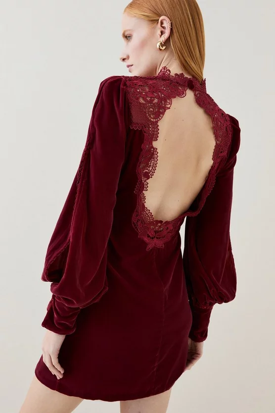 Flash Sale 🤩 Karen Millen Lydia Millen Guipure Lace Velvet Mini - cabernet 😉 7 Flash Sale 🤩 Karen Millen Lydia Millen Guipure Lace Velvet Mini - cabernet 😉 - Image 5