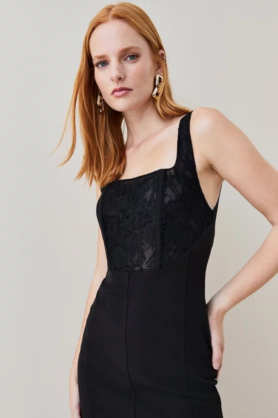 Cheap ๐ Karen Millen Corded Lace Figure Form Woven Corset ๐ Dress - black ๐ 7 Cheap ๐ Karen Millen Corded Lace Figure Form Woven Corset ๐ Dress - black ๐ - Image 5