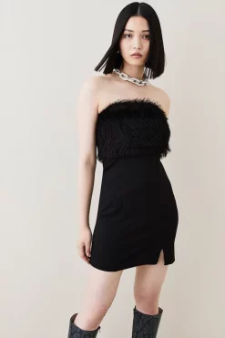 Deals 😉 Karen Millen Tassle And Ponte Bardot Mini 👗 Dress 👏