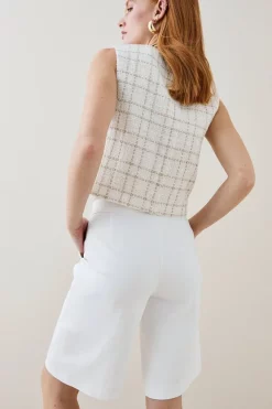 Brand new ✨ Karen Millen Sparkle Tweed Button Crop Top - ivory ✨ -Karen Millen Outlet store bkk06145 ivory xl 4