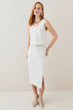 Brand new ✨ Karen Millen Sparkle Tweed Button Crop Top - ivory ✨ -Karen Millen Outlet store bkk06145 ivory xl 5