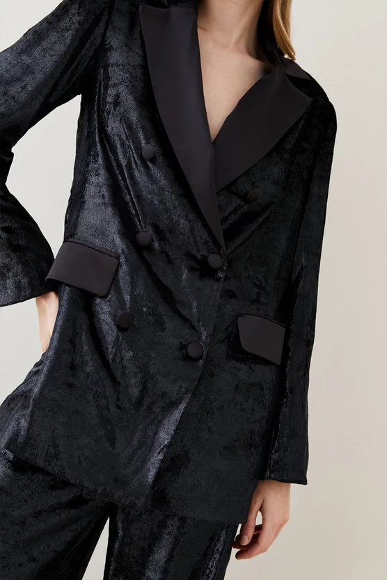 Hot Sale 🛒 Karen Millen Slinky Velvet Tailored Double Breasted Jacket - black 🔥 4 Hot Sale 🛒 Karen Millen Slinky Velvet Tailored Double Breasted Jacket - black 🔥 - Image 2
