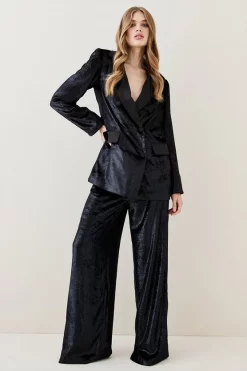 Hot Sale 🛒 Karen Millen Slinky Velvet Tailored Double Breasted Jacket - black 🔥 11 Hot Sale 🛒 Karen Millen Slinky Velvet Tailored Double Breasted Jacket - black 🔥 -Karen Millen Outlet store bkk06148 black xl 2