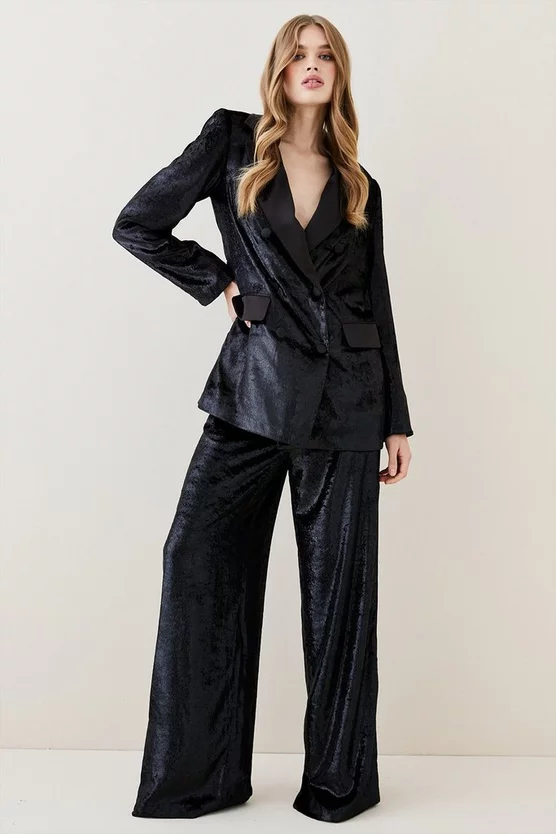 Hot Sale 🛒 Karen Millen Slinky Velvet Tailored Double Breasted Jacket - black 🔥 5 Hot Sale 🛒 Karen Millen Slinky Velvet Tailored Double Breasted Jacket - black 🔥 - Image 3