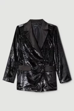 Hot Sale 🛒 Karen Millen Slinky Velvet Tailored Double Breasted Jacket - black 🔥 12 Hot Sale 🛒 Karen Millen Slinky Velvet Tailored Double Breasted Jacket - black 🔥 -Karen Millen Outlet store bkk06148 black xl 3