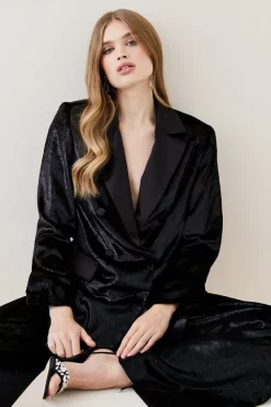 Hot Sale 🛒 Karen Millen Slinky Velvet Tailored Double Breasted Jacket - black 🔥 13 Hot Sale 🛒 Karen Millen Slinky Velvet Tailored Double Breasted Jacket - black 🔥 -Karen Millen Outlet store bkk06148 black xl 4