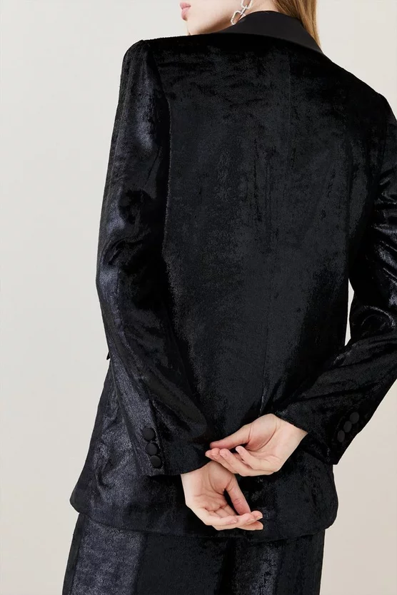 Hot Sale 🛒 Karen Millen Slinky Velvet Tailored Double Breasted Jacket - black 🔥 8 Hot Sale 🛒 Karen Millen Slinky Velvet Tailored Double Breasted Jacket - black 🔥 - Image 6