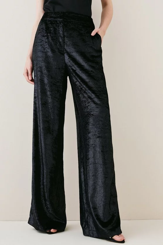 Discount 🥰 Karen Millen Slinky Velvet Wide Leg Tailored Trouser - black ❤️ 4 Discount 🥰 Karen Millen Slinky Velvet Wide Leg Tailored Trouser - black ❤️ - Image 2