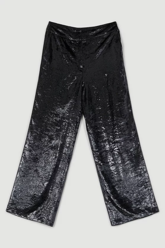Discount 🥰 Karen Millen Slinky Velvet Wide Leg Tailored Trouser - black ❤️ 6 Discount 🥰 Karen Millen Slinky Velvet Wide Leg Tailored Trouser - black ❤️ - Image 4