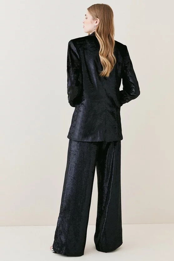 Discount 🥰 Karen Millen Slinky Velvet Wide Leg Tailored Trouser - black ❤️ 7 Discount 🥰 Karen Millen Slinky Velvet Wide Leg Tailored Trouser - black ❤️ - Image 5