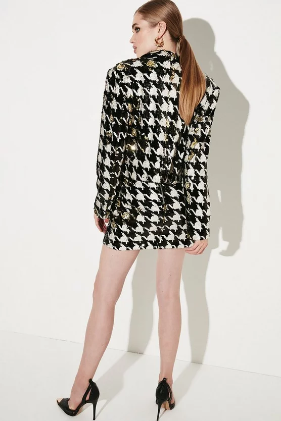 Best Pirce 😀 Karen Millen Houndstooth Sequin Mini 👗 Skirt - mono 😉 7 Best Pirce 😀 Karen Millen Houndstooth Sequin Mini 👗 Skirt - mono 😉 - Image 5