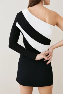 Buy 🎉 Karen Millen Colour Block One Shoulder Ponte Top - mono 🧨 -Karen Millen Outlet store bkk06167 mono xl 4