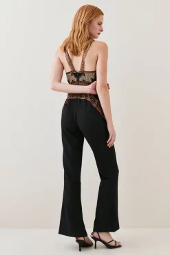 Hot Sale 🛒 Karen Millen Guipure Metallic Lace Wide Leg Jumpsuit - black 🥰 -Karen Millen Outlet store bkk06178 black xl 2