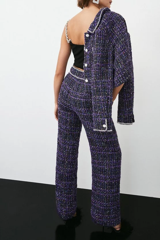 Best Sale โ๏ธ Karen Millen Boucle Sparkle Diamante Trim Wide Leg Trouser - purple ๐ฏ 8 Best Sale โ๏ธ Karen Millen Boucle Sparkle Diamante Trim Wide Leg Trouser - purple ๐ฏ - Image 6