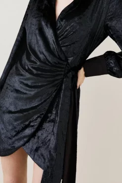 Outlet ๐ฅ Karen Millen Slinky Velvet Sleeved Wrap Mini ๐ Dress - black ๐ 9 Outlet ๐ฅ Karen Millen Slinky Velvet Sleeved Wrap Mini ๐ Dress - black ๐ -Karen Millen Outlet store bkk06181 black xl 1