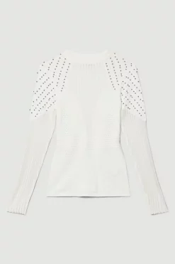 New ❤️ Karen Millen Mesh Sheer Knit High Neck Jumper 💯 12 New ❤️ Karen Millen Mesh Sheer Knit High Neck Jumper 💯 -Karen Millen Outlet store bkk06183 cream xl 3