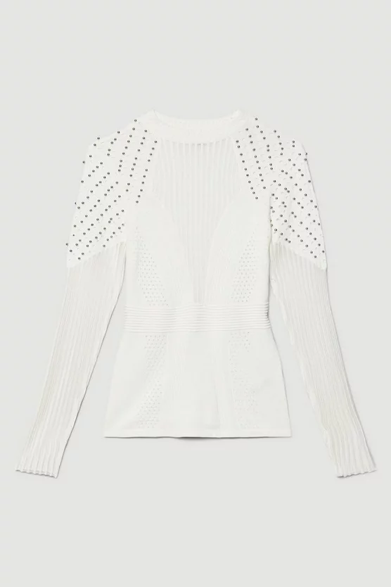 New ❤️ Karen Millen Mesh Sheer Knit High Neck Jumper 💯 5 New ❤️ Karen Millen Mesh Sheer Knit High Neck Jumper 💯 - Image 4