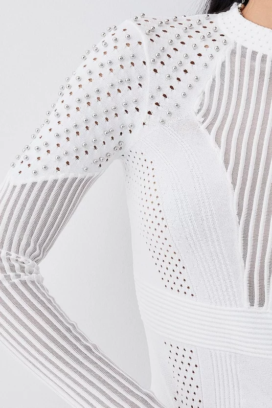 New ❤️ Karen Millen Mesh Sheer Knit High Neck Jumper 💯 6 New ❤️ Karen Millen Mesh Sheer Knit High Neck Jumper 💯 - Image 5