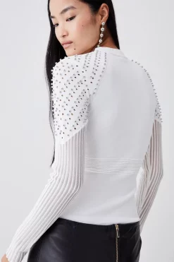 New ❤️ Karen Millen Mesh Sheer Knit High Neck Jumper 💯 14 New ❤️ Karen Millen Mesh Sheer Knit High Neck Jumper 💯 -Karen Millen Outlet store bkk06183 cream xl 5