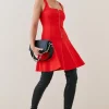 Top 10 💯 Karen Millen Corset Style Flippy Ponte Midi 👗 Dress - red 🎁 -Karen Millen Outlet store bkk06207 red xl