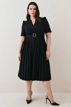Budget ๐ Karen Millen Plus Size Structured Crepe Forever Pleat ๐ Dress ๐