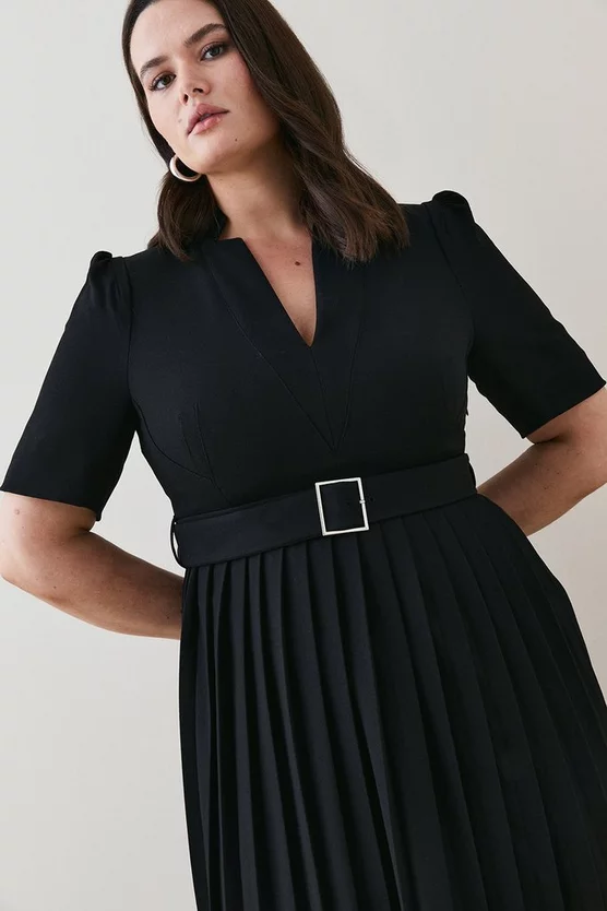 Budget 👍 Karen Millen Plus Size Structured Crepe Forever Pleat 👗 Dress 🛒 4 Budget 👍 Karen Millen Plus Size Structured Crepe Forever Pleat 👗 Dress 🛒 - Image 2