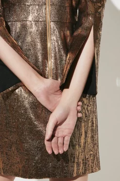 Outlet 🧨 Karen Millen Sweetheart Neck Jacquard Mini 👗 Dress 🛒 -Karen Millen Outlet store bkk06235 gold xl 4