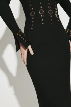 Discount 🔔 Karen Millen Eyelet Detail Ponte Midi 👗 Dress - black 😀 11 Discount 🔔 Karen Millen Eyelet Detail Ponte Midi 👗 Dress - black 😀 -Karen Millen Outlet store bkk06250 black xl 2