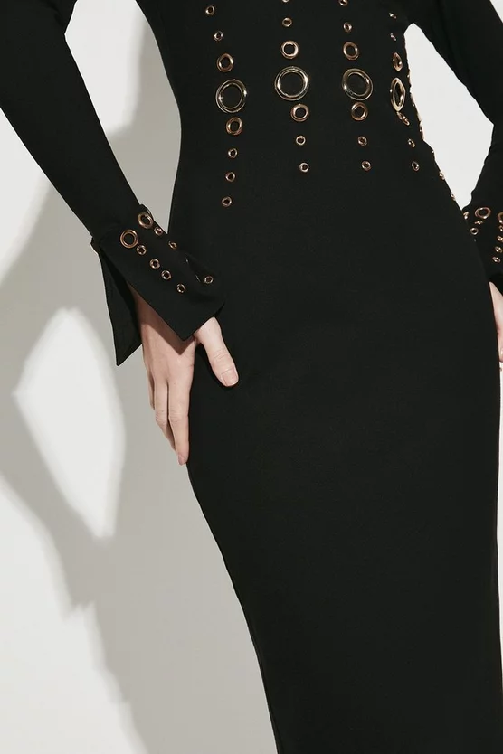 Discount 🔔 Karen Millen Eyelet Detail Ponte Midi 👗 Dress - black 😀 5 Discount 🔔 Karen Millen Eyelet Detail Ponte Midi 👗 Dress - black 😀 - Image 3