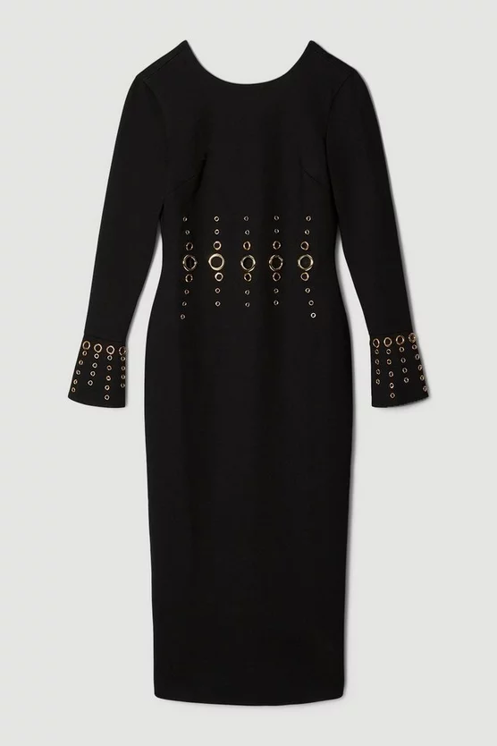 Discount 🔔 Karen Millen Eyelet Detail Ponte Midi 👗 Dress - black 😀 6 Discount 🔔 Karen Millen Eyelet Detail Ponte Midi 👗 Dress - black 😀 - Image 4