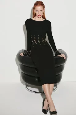 Discount 🔔 Karen Millen Eyelet Detail Ponte Midi 👗 Dress - black 😀 13 Discount 🔔 Karen Millen Eyelet Detail Ponte Midi 👗 Dress - black 😀 -Karen Millen Outlet store bkk06250 black xl 4